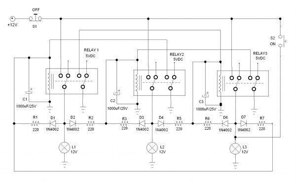 More Complex Chasing Light Controller Using Relays ...
