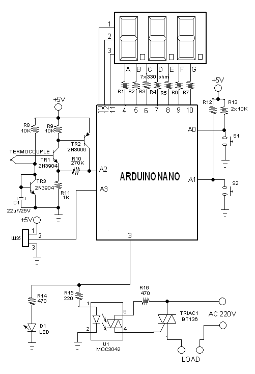 Arduino Nano Digital Soldering Station Circuit Schematic Diagram