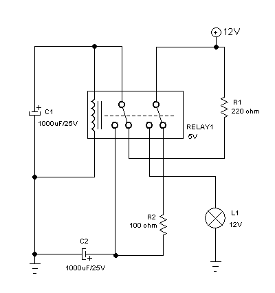 Figure 2. Schematic Diagram of  DPDT Relay Flasher Circuit