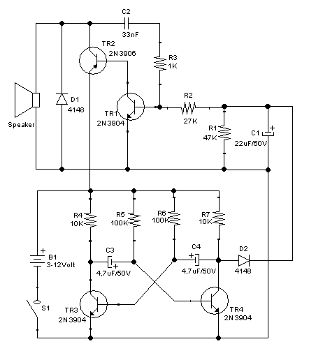 Frequency Sweeping Alarm Circuit Diagram