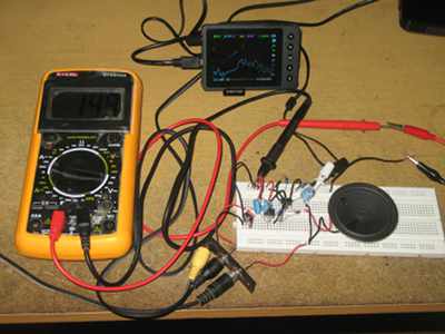 Figure 1. Assembled Small Power Amplifier Using Op-Amp and Transistors