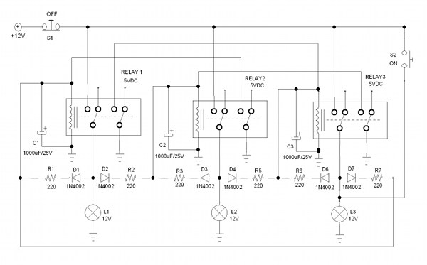 Figure 2. Hamuro Complex Relay Moving Light Controller Circuit Schematic Diagram