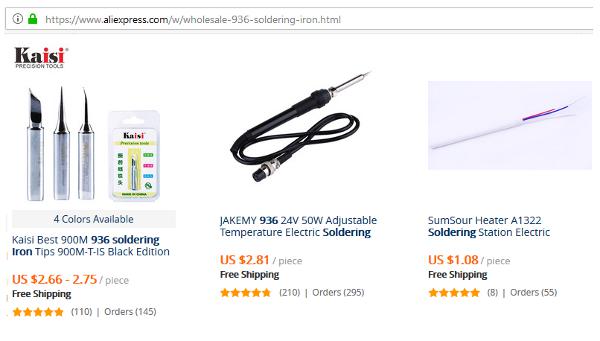 Figure 1. Some 936 Series Soldering Iron Shown An Online Marketplace