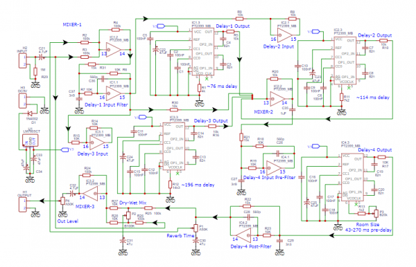 DIY Reverb Pedal Circuit: Spring-Hall Reverb with PT2399 IC – Deeptronic